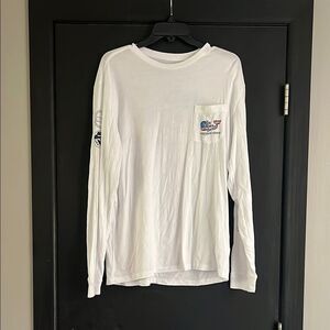 Vineyard Vines White Relaxed Long Sleeve T-Shirt featuring Zac Brown Band
